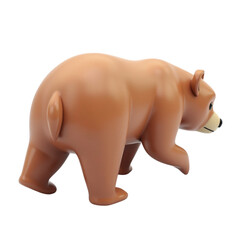 Stylized brown bear toy character walking pose with transparent background