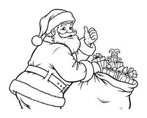 santa claus with sack of christmas gifts