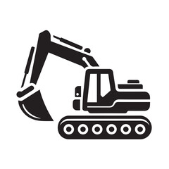 Naklejka premium black and white Machinery Excavator Icon Vector Illustrations