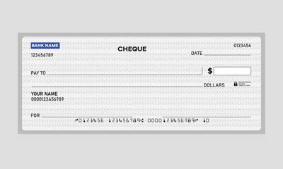 Vector Bank Check for Digital Bank Templates with gulloche pattern, Colorful border, zigzag pattern