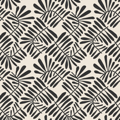 Trendy minimalist seamless botanical pattern with abstract creative hand drawn composition