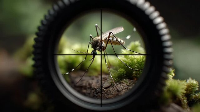 Anti Malaria concept ,Close Up Focus on Mosquito Natures Intricate Insect Details Captured Through Scope in Macro View