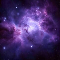 Obraz premium Seamless cosmic background with violet blue nebula texture and star speckles in digital art