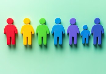 Colorful figurines representing diverse people in a spectrum of rainbow colors