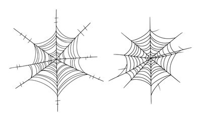 spider web vector drawings in symmetrical style