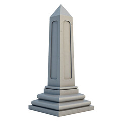 3D Render of a Grey Stone Obelisk Monument on Black Background PNG File