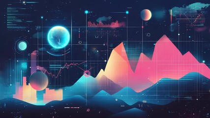 Futuristic financial analysis with digital interface and data visualization for business - Powered by Adobe