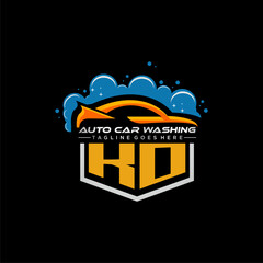 KO initial monogram for carwash with car clean image design vector