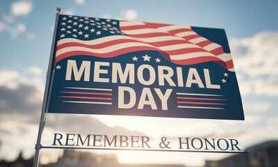 Fototapeta premium Memorial day flag waving stars stripes design image