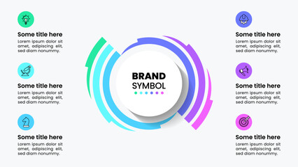 Infographic template. Abstract circle with title and 6 steps
