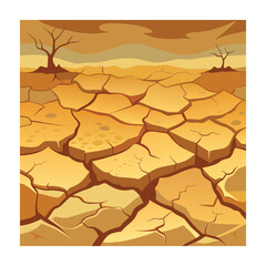 Cracked Earth Planet Icon: Arid Land Graphic Symbol, Drought Concept