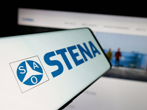 Stuttgart, Germany - 06-01-2025: Smartphone with logo of Swedish recycling company Stena Metall AB on screen in front of website. Focus on left of phone display.