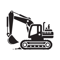 black and white Machinery Excavator Icon Vector Illustrations