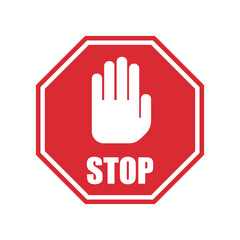 Obraz premium Red stop sign icon vector illustration 