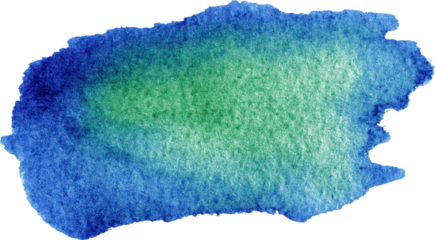 Watercolor ink stain showcasing a blend of vibrant green and blue hues