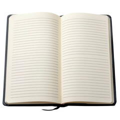 Open notebook with blank lined pages, inviting creativity and thoughts to be captured. Perfect for writing, journaling, or note taking