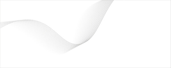 Fototapeta premium Flowing dots particles wave pattern 3D curve halftone black gradient curve shape isolated on white background. Vector in concept of technology, science, music, modern vector wave