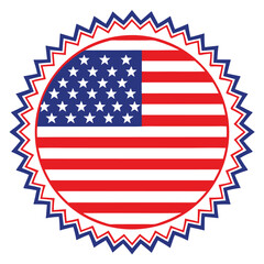 USA Independent Day Emblem American Flag Symbol with Patriotic Red and Blue Border Design
