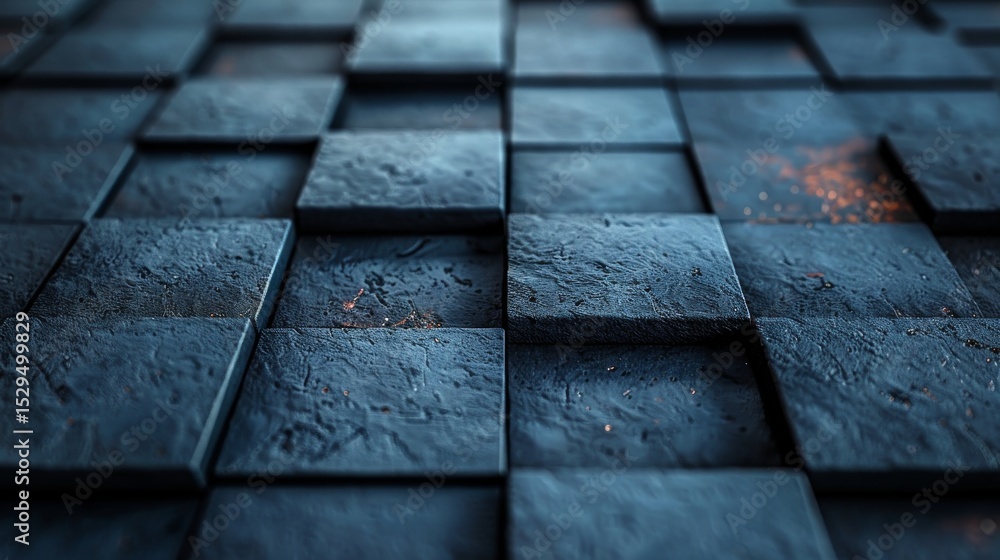 Aufkleber a close-up view of textured blue tiles arranged neatly, showcasing their distinct patterns and color