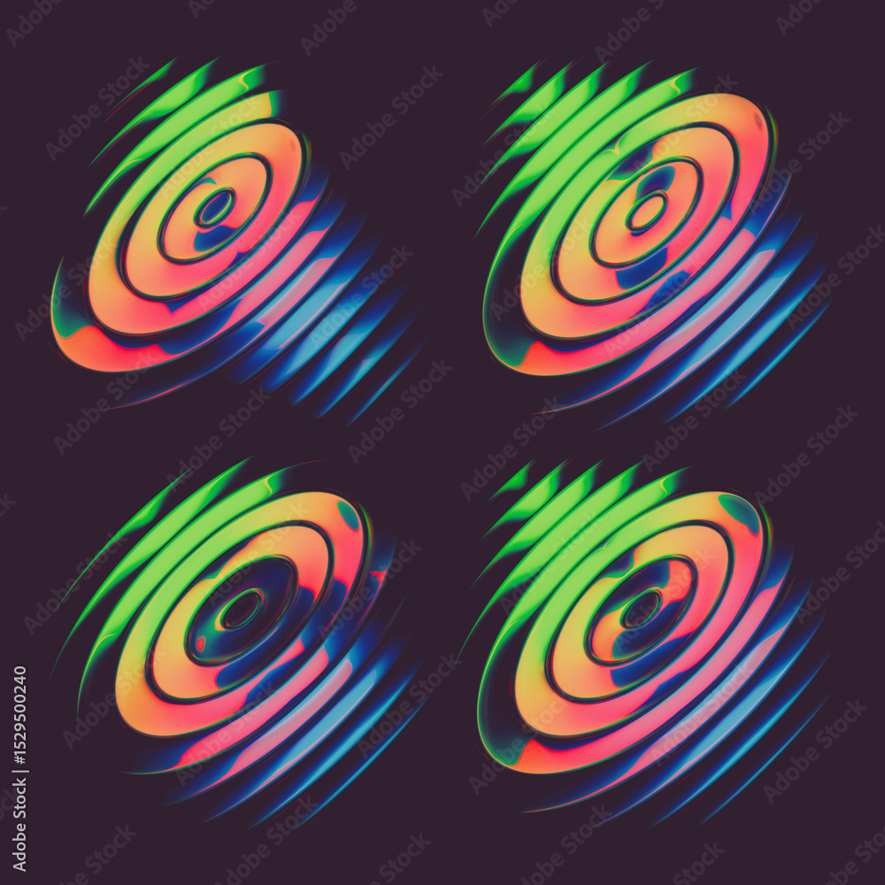 Poster abstract colorful font set with rainbow circles effect