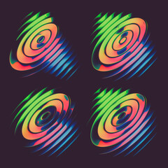 Abstract colorful font set with rainbow circles effect