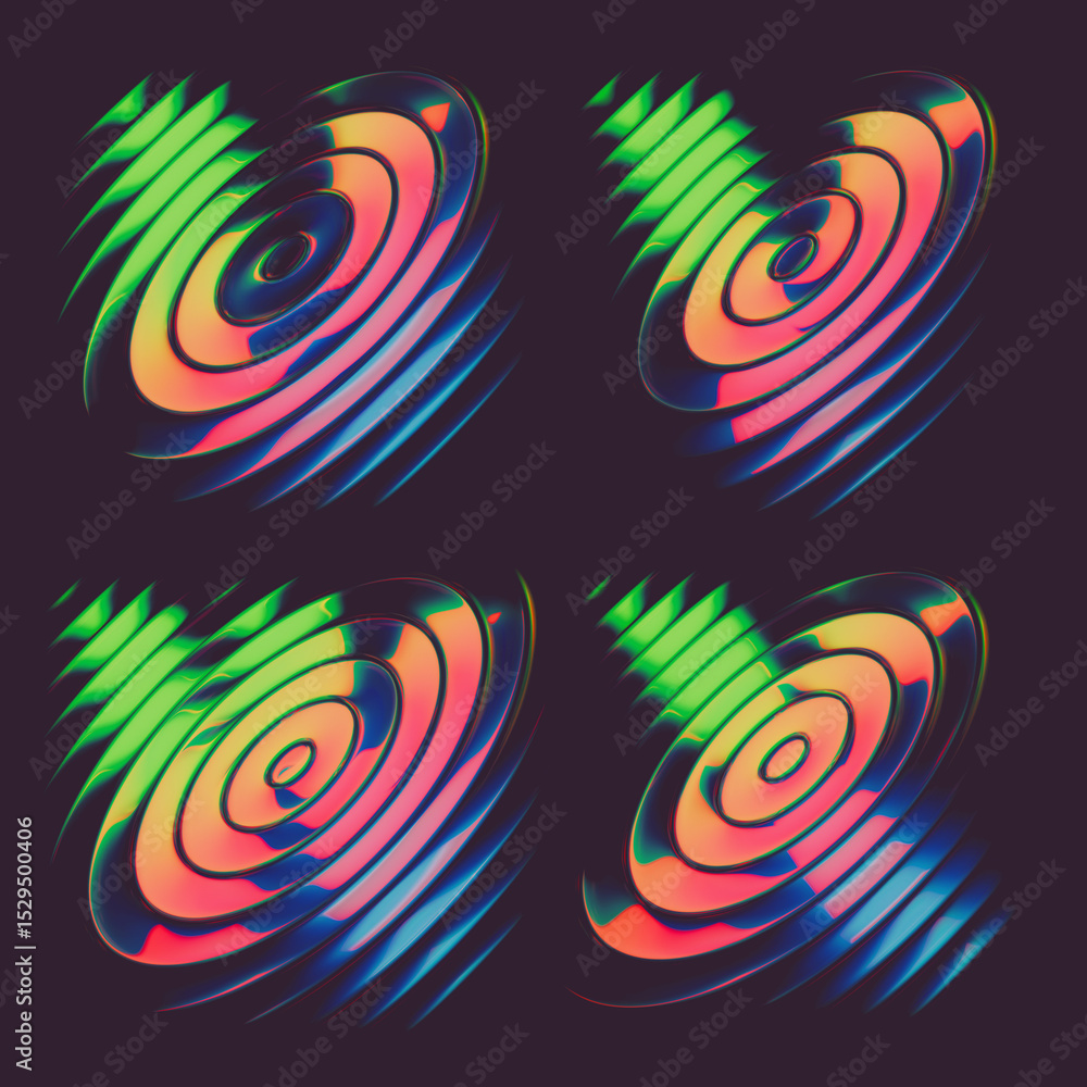 Poster abstract colorful font set with rainbow circles effect