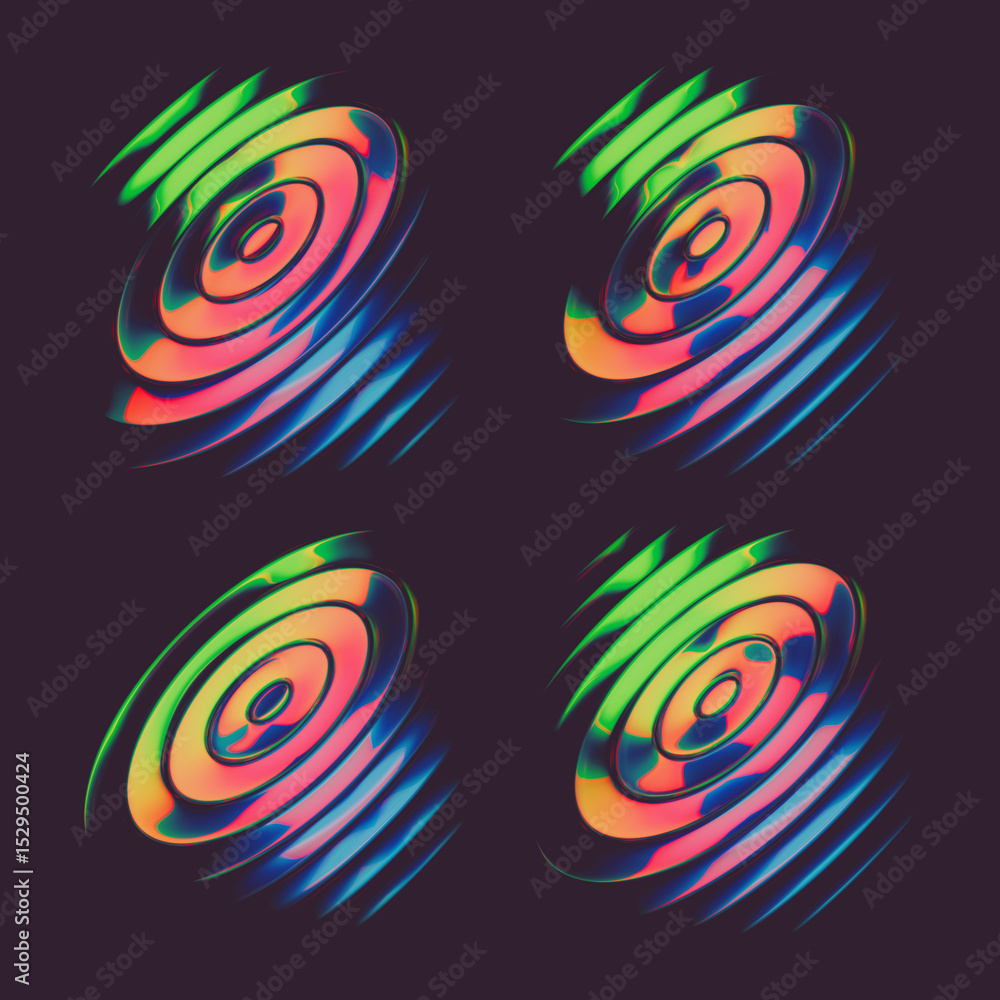 Poster abstract colorful font set with rainbow circles effect