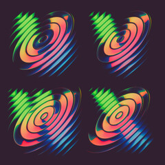 Abstract colorful font set with rainbow circles effect