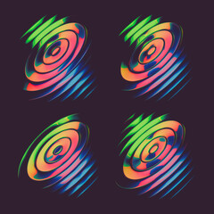 Abstract colorful font set with rainbow circles effect