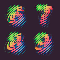 Abstract colorful font set with rainbow circles effect