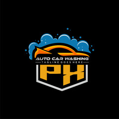 PX initial monogram for carwash with car clean image design vector