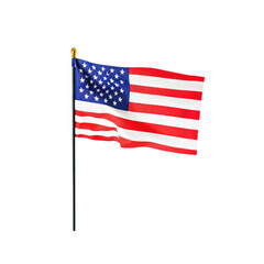 Fototapeta premium American Flag Waving on a Flagpole Against a Transparent Background