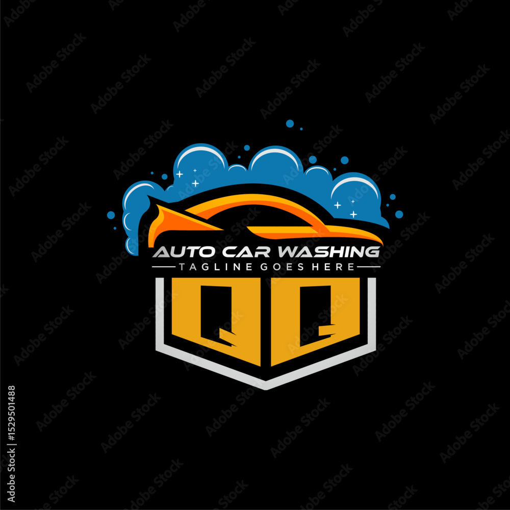 Poster qq initial monogram for carwash with car clean image design vector