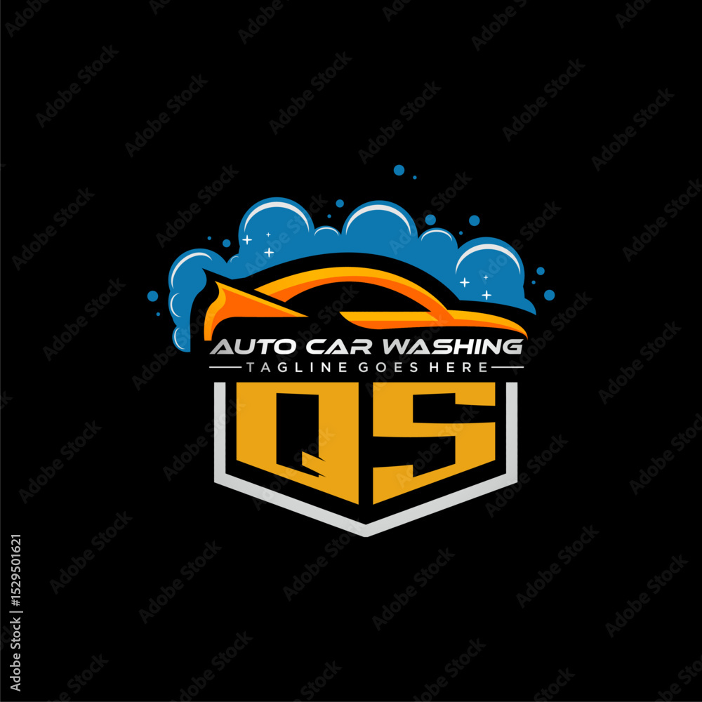 Poster qs initial monogram for carwash with car clean image design vector
