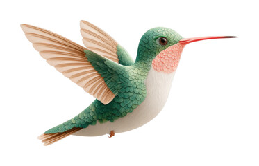 Obraz premium PNG Detailed portrait of a green and pink hummingbird in flight