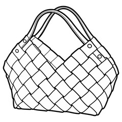 Cartoon hand drawn wicker basket isolated on white background. Vector doodle illustration	