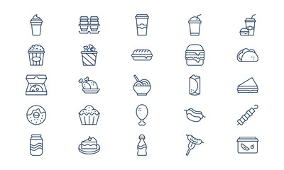 Food and drink symbol showing delicious meals and refreshing beverages in minimal outline style