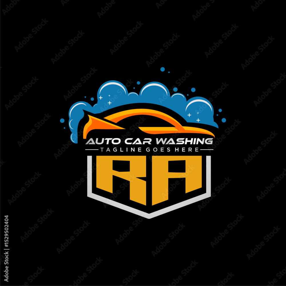 Poster ra initial monogram for carwash with car clean image design vector