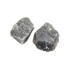 Two Pieces of Grey Salt Rock Crystals Isolated on Transparent Background
