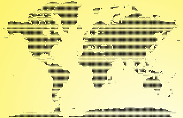Fototapeta premium Horizontal line shape dotted world map feathering abstract country territory. Abstract horizontal line shape dotted design of planet Earth with a focus on geographic mapping and minimalist patterns