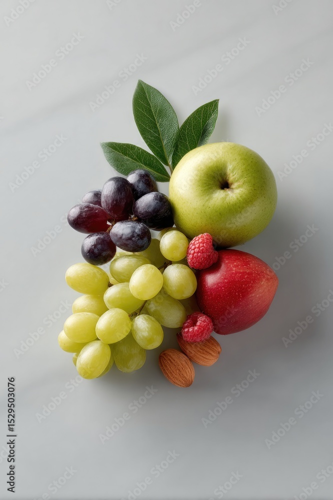 Poster colorful array of healthy snacks for children on minimalistic background