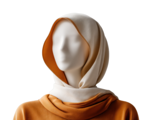 PNG Abstract female figure in orange and white hijab