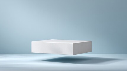 floating empty podium in midair with minimalistic design and ample copy space against plain background