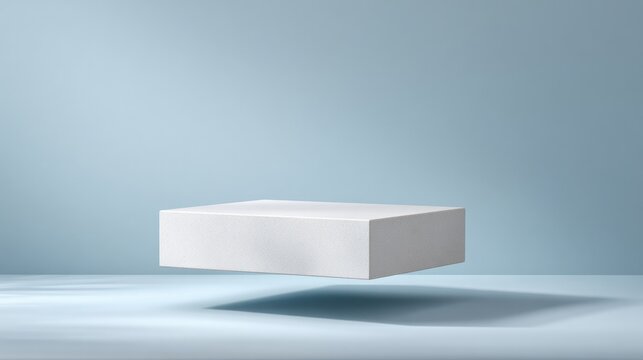 floating empty podium in midair with minimalistic design and ample copy space against plain background