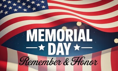 Waving american flag memorial day design remember and honor