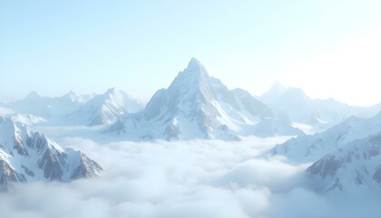 Obraz premium Majestic Snowy Mountain Peaks Emerging from a Sea of Clouds