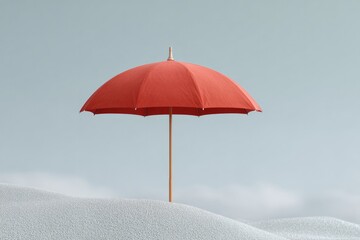 minimalistic image featuring single red umbrella amidst sea of grey to symbolize unpredictability of investment risks