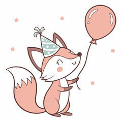 Happy Fox Birthday SVG (with a balloon)