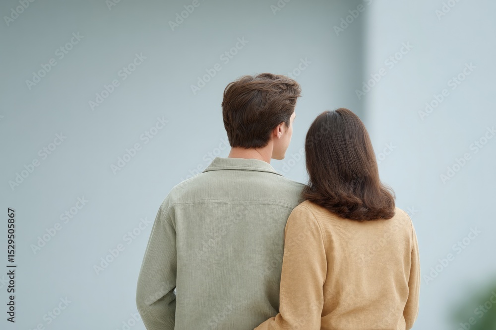Poster subtle minimalistic shot captures close interaction people and background blurred into soft focus