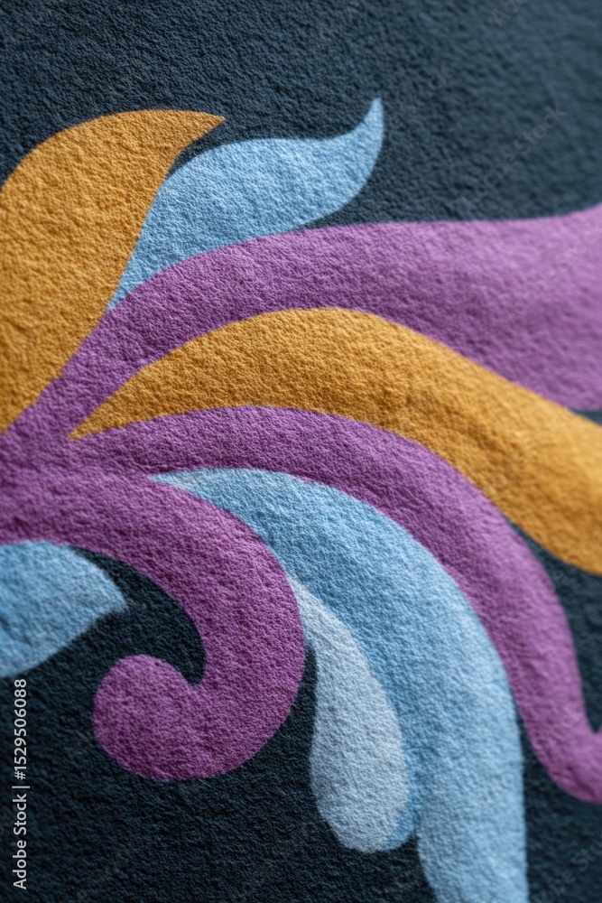 Poster vibrant graffiti wall displaying bold abstract design with swirling patterns and vibrant colors
